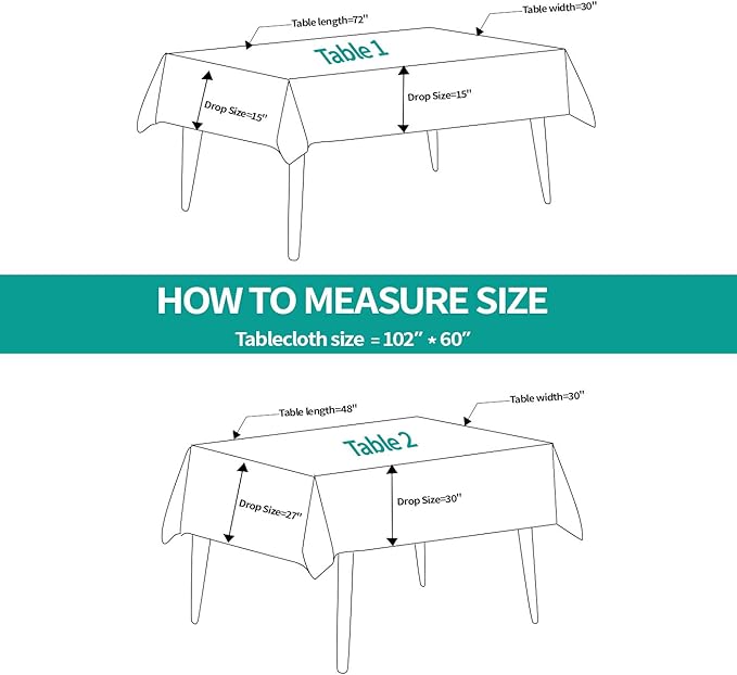 Surmente Blue Tablecloth 60 x 102-inch Rectangular Polyester Table Cloth for Weddings, Banquets, or Restaurants