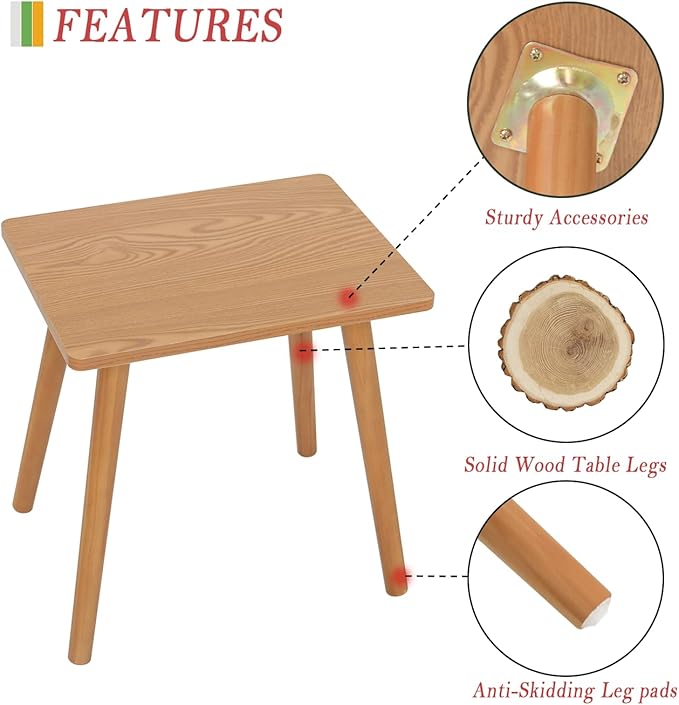 AWASEN Mid Century Modern Side Table, Small End for Living Room Bedroom Office Small Spaces, Modern Side Table Nightstand with Solid Wood, Easy Assembly, (Brown)