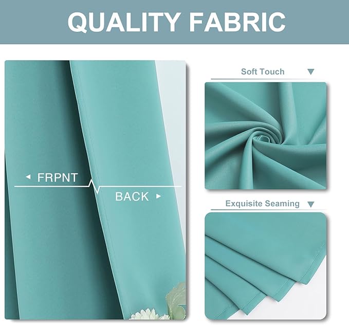 ChrisDowa Blackout Curtains 63 inches Long for Bedroom - 2 Panels Set Grommet Thermal Insulated Room Darkening Curtains for Living Room (Aqua, 42 x 63 Inch)