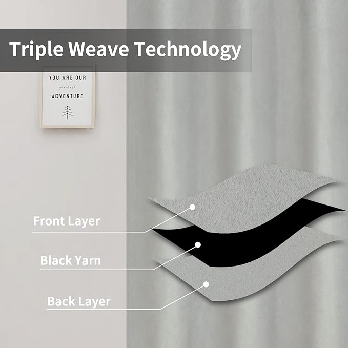 Easy-Going Blackout Curtains for Bedroom, Solid Thermal Insulated Grommet and Noise Reduction Window Drapes, Room Darkening Curtains for Living Room, 2 Panels(46x84 in, Greyish White)