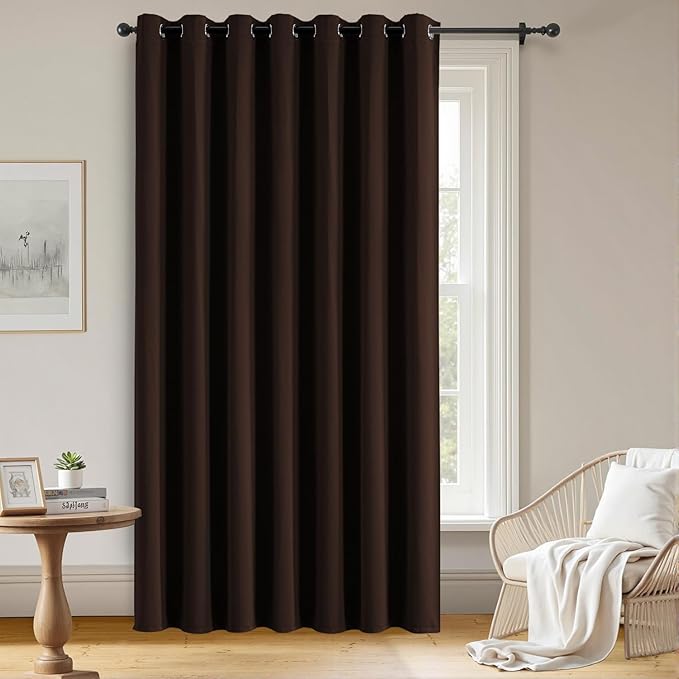 Blackout Curtains Custom Size for Bedroom 1 Panel, Thermal Insulated Blackout Curtains, Solid Grommet Privacy Room Darkening Drapes for Living Room Window (Customsize, Chocolate)