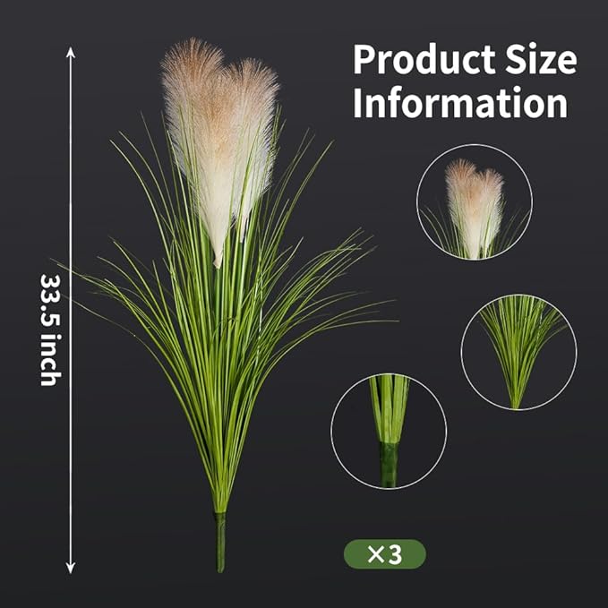 Melorca&Guilla Artificial Plants 4PCS 33.5“Fake Plant Tall Onion Fake Grass,Faux Grass Plants Artificial Grass Greenery Shrubs Bushes for Garden Shop Office Home Décor