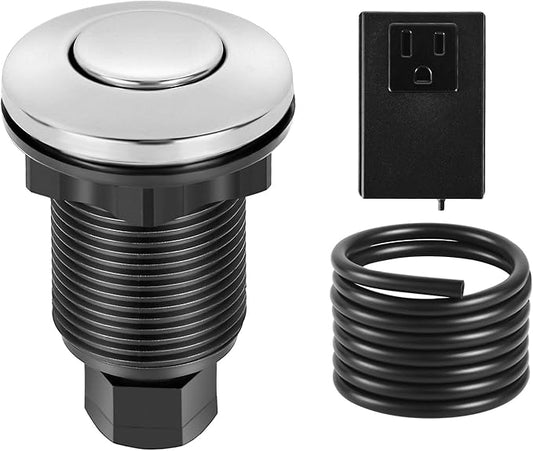 VEVOR Garbage Disposal Air Switch Kit, 2.5" Sink Top Air Switch for Food Waste Disposal, Polished Stainless Steel ON/OFF Air Push Button for Waste Disposer - Suitable for Stainless Steel Countertops
