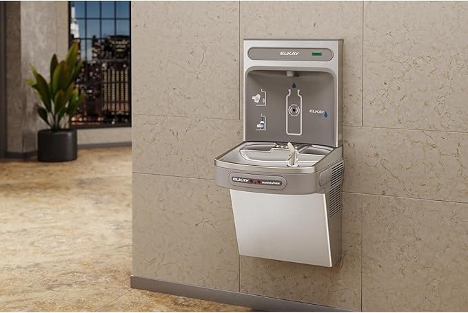 Elkay EZO8WS EZH2O Refrigerated Single Drinking Fountain with Bottle Filling Station and Hands Free Activation - Stainless Steel