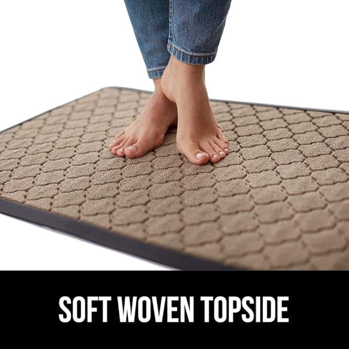 GORILLA GRIP 100% Waterproof All-Season WeatherMax Doormat, 60x24, US Designed Natural Rubber, Stain and Fade Resistant, Low Profile Indoor Outdoor Door Mats, Easy Clean Patio Mat, Latte Quatrefoil