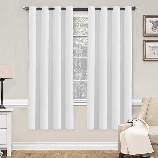 H.VERSAILTEX White Curtains 72 inches Long for Living Room Thermal Insulated Window Treatment Panels/Drapes - (White Color) - Set of 2 - Grommet Top