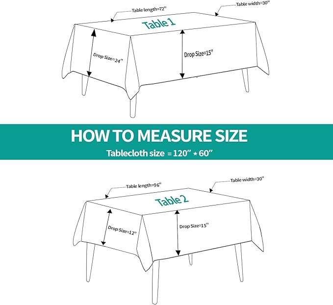 Surmente White Rectangle Tablecloth 60 x 120-inch Rectangular Polyester Table Cloth for Weddings, Banquets, or Restaurants