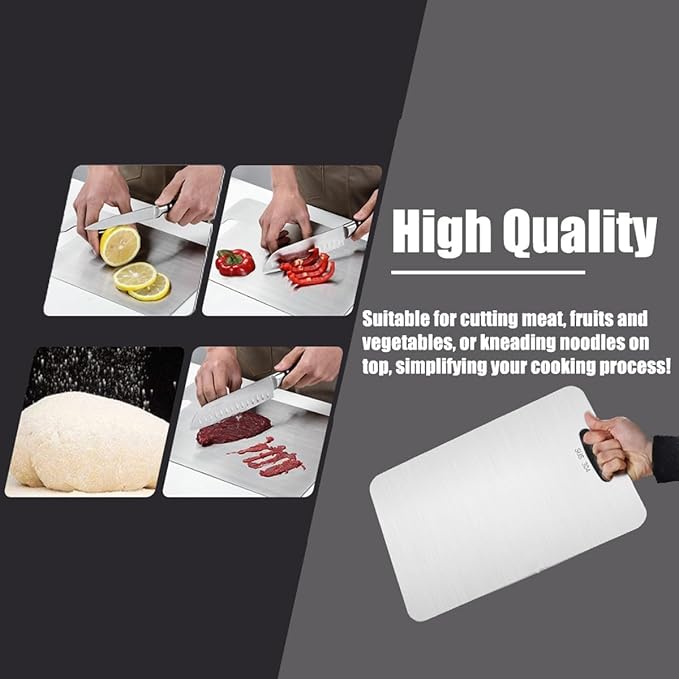 Titanium Cutting Boards for Kitchen - 100% Pure Titanium Cutting Board - Double Sided Food Grade Quality Cutting Boards - Easy to Clean and Store (12"L x 9"W)