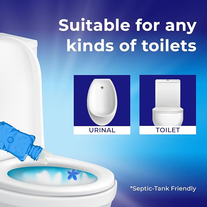 Toilet Gel Stamp - 8 Packs Toilet Bowl Cleaner Gel with Automatic Click, Freshener for Toilet Maintenance, 3.4oz, 6 Month Supply (Ocean)