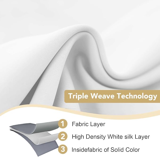 H.VERSAILTEX White Curtains 96 inches Long Window Treatment Panels/Drapes for Living Room Modern Design Grommet Curtain Panels for Dining Room, Set of 2