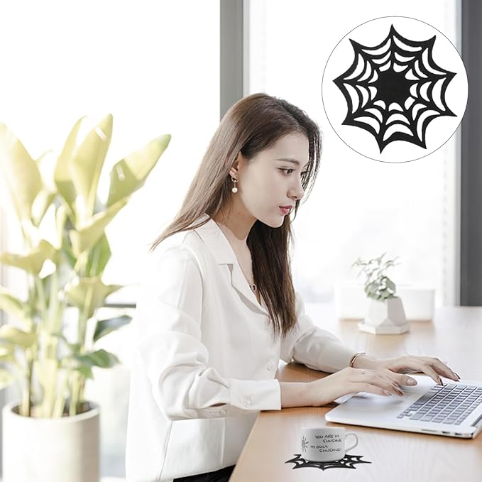 VOSAREA 10pcs Halloween Spider Web Coasters Placemat Decorative Table Placemats Doilies Halloween Decorarion Supplies