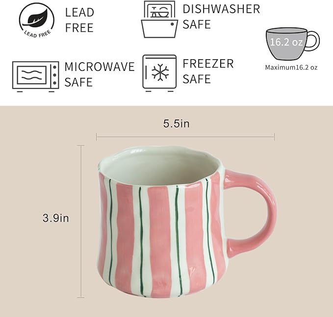 Vibrant Striped Ceramic Coffee Mug - Unique Red Design, 12oz, Microwave & Dishwasher Safe, Perfect for Daily Brews tea or coffee