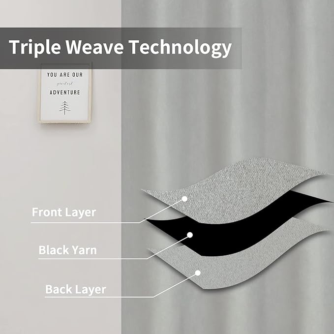 Easy-Going Blackout Curtains for Bedroom, Solid Thermal Insulated Grommet and Noise Reduction Window Drapes, Room Darkening Curtains for Living Room, 2 Panels (42x54 in, Greyish White)