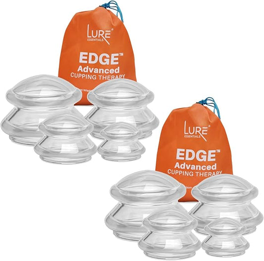 Silicone Cupping Therapy Set Professional Massage Cupping Cups for Cupping Therapy - 8 Cup Kit for Massage, Myofascial Release, Cellulite Reduction - Pack of 2 (Lure Clear)
