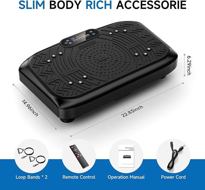 Vibration Plate Exercise Machine Weight Loss, Full Body Workout Vibration Plate Lymphatic Drainage, 199 Adjustable Speeds Power Shaping Vibrating Plate 450 Lbs Capacity Fitness Platform