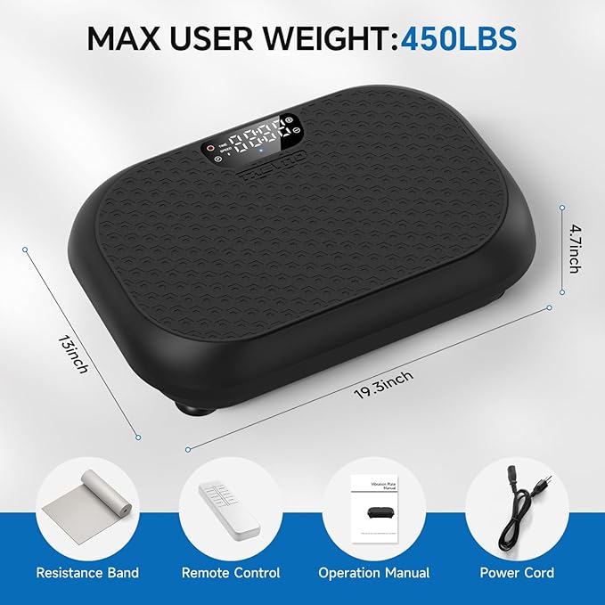 Vibration Plate Exercise Machine Weight Loss, Full Body Shaker Workout Vibration Plates Lymphatic Drainage, Stand Shake Vibrating Plate for Women Men 450 Lbs Capacity Fitness Platform