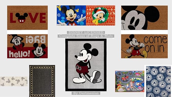 Gertmenian Disney Mickey Mouse Doormat Rug Retro Front Door Coir Mat Welcome Home Indoor Outdoor Entryway Carpet, 2-Pack 20x34, Minnie Bienvenidos/Hola