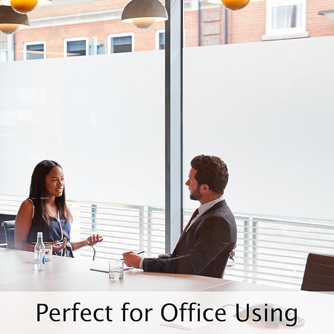 HIDBEA Frosted Window Privacy Film Non-Adhesive, Reusable Window Glass Films Heat Control Self Static Cling Removable Window Stickers for Home Office Living Room (Frosted, 55.1 Inch x 16.4 Feet)