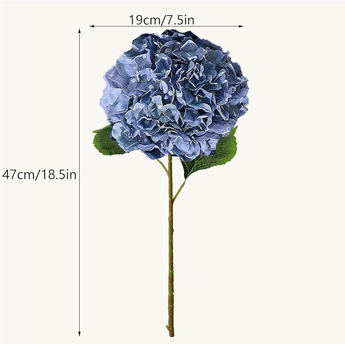 8Pcs Dusty Blue Fake Flowers Silk Hydrangea Artificial Flowers Bouquets Faux Hydrangea Stems for Home Table Centerpieces Wedding Party Decoration