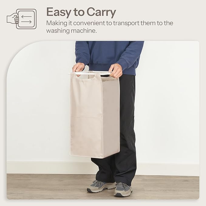 HOOBRO Laundry Sorter 3 Section, Laundry Hamper with Wheels, 3 × 11.5 Gal (43.4L), Rolling Laundry Basket, Pull-Out and Removable Oxford Fabric Bags, White WG76XY01