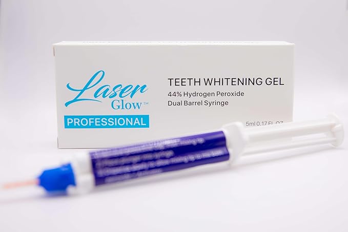 LaserGlow Professional Teeth Whitening Gel 44% Hydrogen Peroxide – Dual Barrel Syringe for Fast, Effective, and Whitening Results | Hydrogen Peroxide Gel, Teeth Whitener, Tooth Whitening Gel