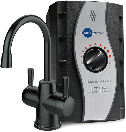 InSinkErator Stainless Steel Tank, HC250MBLK-SS HOT250 System, 2-Handle Drinking Faucet in Matte Black with 2/3-Gallon, Filter-Compatible Instant Hot/Cold Water Dispenser