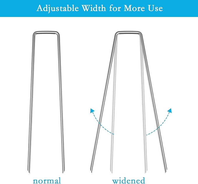 RAOOKIF 8 Inch Galvanized Garden Landscape Staples Stakes, 20/50/100/200Pcs Garden Metal Stakes, 11 Gauge Heavy Duty Ground Stakes for Decoration, Fence Stakes Lawn Stake, Fabric Pins (50, 8 Inch)