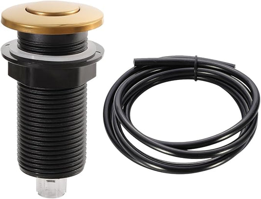 RQYEKDO Garbage Disposal 2.5" Air Switch Kitchen Sink Top Long Stainless Steel Polished Nickel Long for Food and Waste Disposal On/Off Air Button Parts Gold