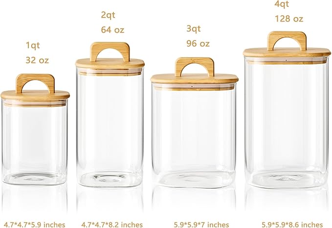Sweejar 3 qt Glass Jars for Laundry Room Organization, 96 oz Laundry Pods Container, Glass Food Storage Jars with Airtight Lid, 1 Pack, Hand Lid
