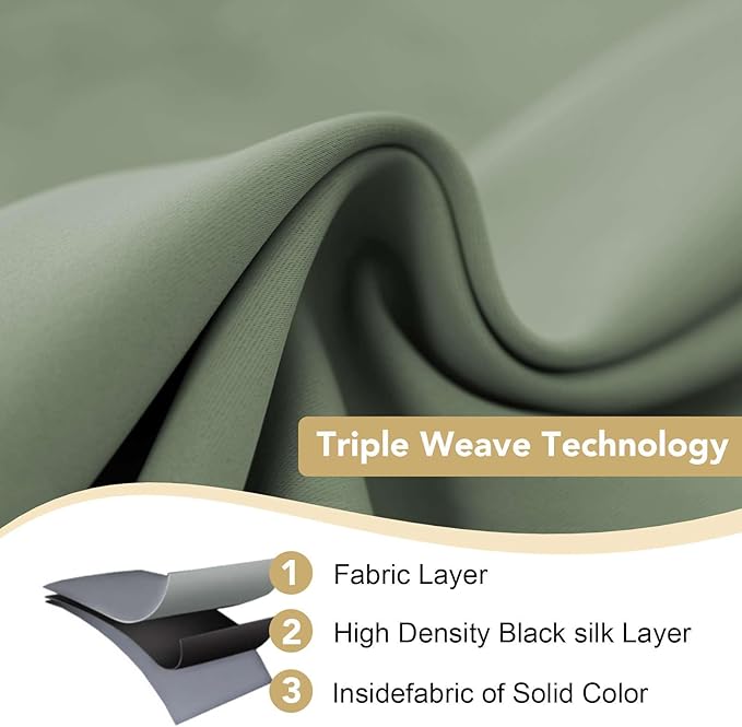 H.VERSAILTEX Room Darkening Curtains for Living Room Light Reducing Thermal Insulated Window Treatment Panels/Drapes Grommet Top 2 Panels Green Bay - 52 x 84 Inches