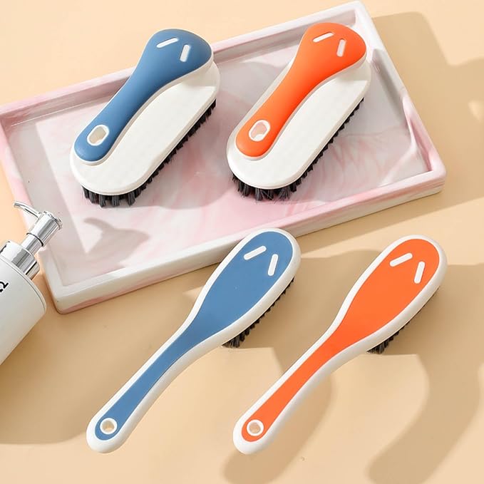 Soft Bristle Scrub Cleaning Brush Stain Remover Brush Fabric Cleaning Brush Laundry Brush Small Scrub Brush Cleaner Household Cleaning Brushes for Carpet, Clothes, Bathroom,Sneaker-2 Pack (Blue)