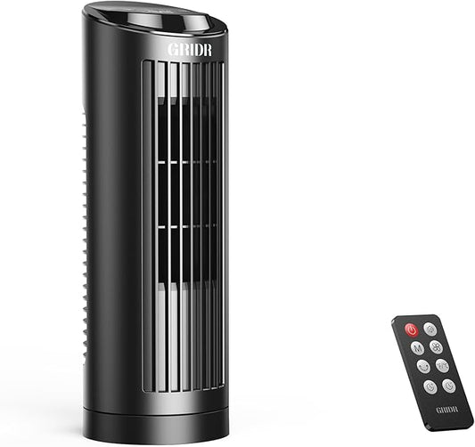 Tower Fan Bladeless with 3 Speeds, 4 Mode [AI, Normal, Natural, Sleep], Table Fan 80° Oscillation, Touch Screen + Remote Control, 12H Timer, 13" Desk Fan for Bedroom Home Office Desktop-Black