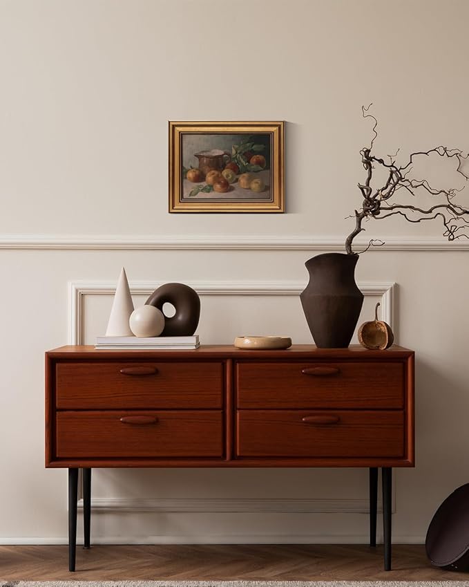 HUARCEY Gold Framed Vintage Wall Art for Living Room Harvest Apples Still Life Oil Painting Artwork Shelf Decor Abstract Picture Canvas Print Farmhouse Fruit Wall Decor Bedroom Kitchen Bathroom 8"x10"