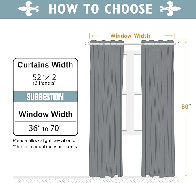 ChrisDowa Room Darkening Curtains 80 Inches Long 2 Panels Set for Living Room, Grommet Thermal Insulated Blackout Curtains for Bedroom (Beige, 52 x 80 Inch)