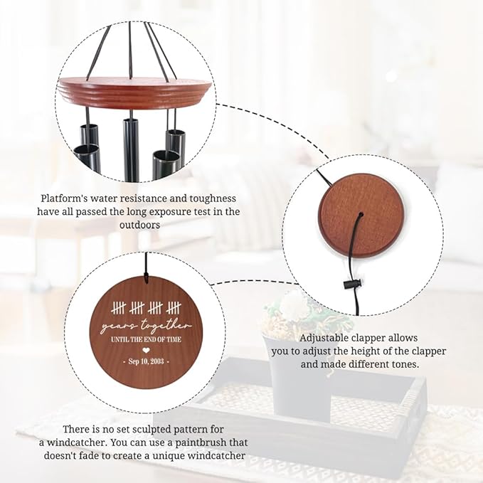 ASTARIN Personalized 20th 50th Anniversary Wind Chime, Happy Anniversary Wedding Valentine's Day Gift for Wife Husband Men Women Sister, Golden Anniversary Keepsake Decorations for Parents Couples