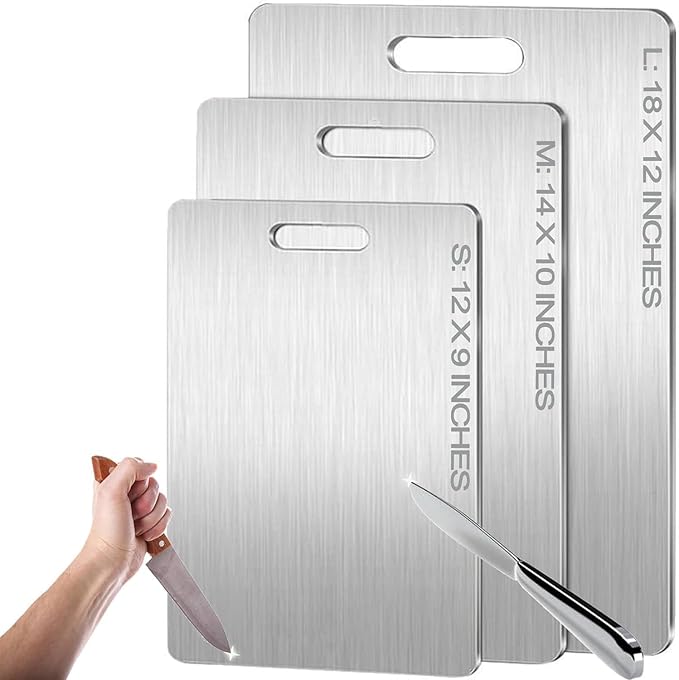 Titanium Cutting Board,100% Pure Titanium Cutting Boards for Kitchen, 2025 Double Sided Food-Grade Chopping Board for Cutting Meat Vegetable Fruit (12"L x 9"W)