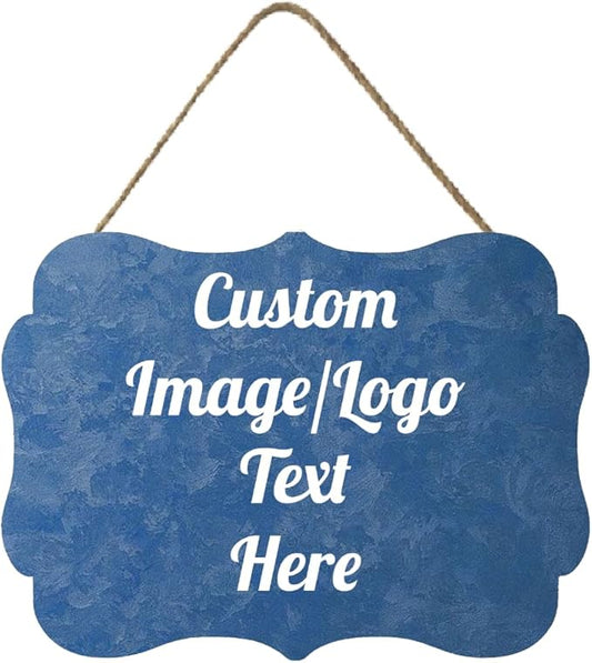 Personalized Wooden Welcome Sign - Customized Image/Text Hanging Door Sign Farmhouse Decor for Home Office - 11.2 * 8 Inch