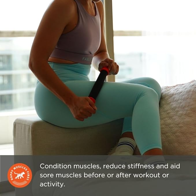 Tiger Tail 11in Massage Stick Portable Roller, Handheld, Deep Tissue Foam Roller for Legs, Neck, Calves, Thighs, Shins & Back, The Roadster 11, Made in USA, Orange Black