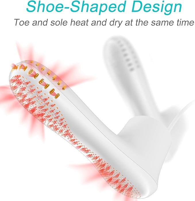 Shoe Dryer and Deodorizer with Timer - Shoes Boots Socks Gloves Dryer Warmer, Adult-Foot-Shaped | No Noise | Strong Wire | US Plug (PM20)
