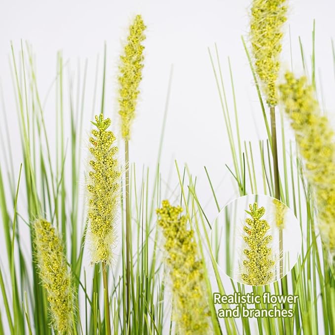 Melorca&Guilla Artificial Plants 6PCS 27“ Fake Tall Onion Grass Faux Plant,Artificial Grass Greenery Shrubs Bushes for Garden Porch Window Box Shop Office Home Décor