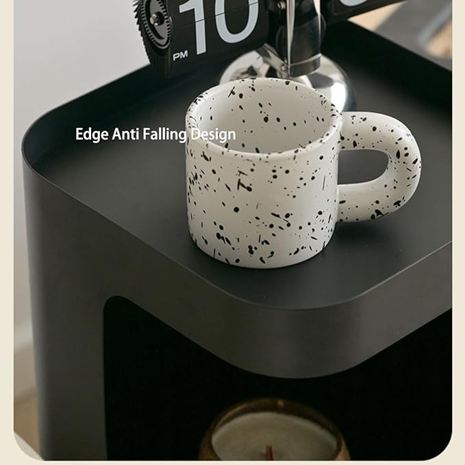 Modern Side Table,Small end Table for Small Spaces,Metal nightstand with Storage Shelf,Space-Saving Bedside Table Accent Table Drink Tables for Living Room,Bedroom.No Assembly Required