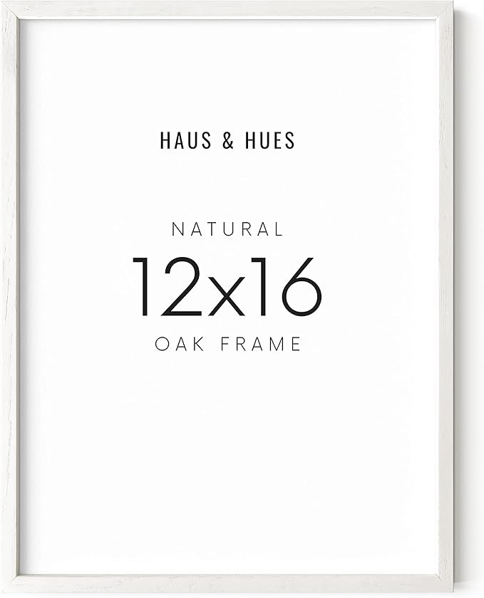 HAUS AND HUES 12x16 White Picture Frames - 12x16 Picture Frame White Photo Frame 12x16, Wood Picture Frames 12x16 Wood, White Frames, 12x16 Frame White Photo Frame 12 x 16 (White Oak Frame)
