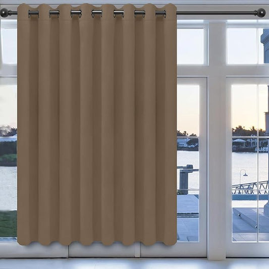 Easy-Going Blackout Door Curtains for Bedroom, Solid Thermal Insulated Grommet and Noise Reduction Window Drapes, Room Darkening Curtains for Living Room, 1 Panel (100x84 in, Camel)