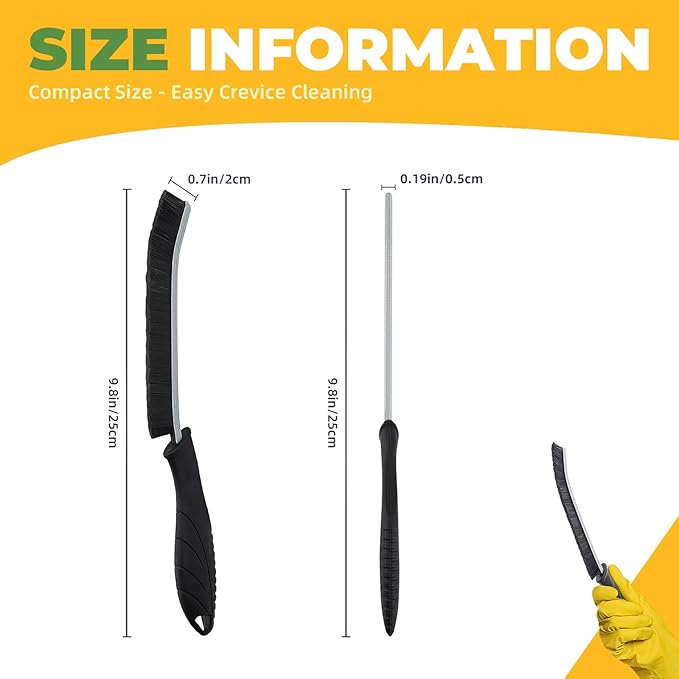 Cleaning Brush - 3 Pcs Hard Bristle Crevice Cleaning Brush, Grout Brush, Scrub Brush for Tile Grout Crevice, Gap Cleaning Tools for Bathroom Kitchen Toilet Window Track (3, Black)