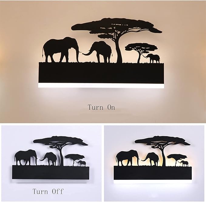 LED Wall Sconce Lamp Indoor Wall Mounted Light Up and Down Rustic Wall Light Animal Wall Lamp for Farmhouse Living Room Bedroom Cabinet Porch, 12W (Elephant)