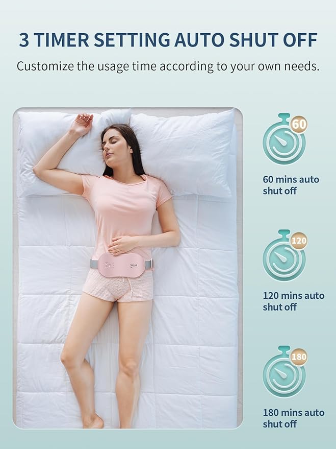 Slimpal Portable Heating Pad for Period Cramps, FSA HSA Eligible, Cordless Heat Pad for Menstrual Cramps Relief, 3 Timer Auto Off Setting, Electric Heating Belt Gifts for Her Women Girl Wife, Pink
