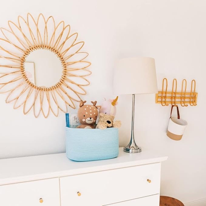 OrganiHaus Woven Storage Baskets for Organizing, Cotton Rope Organizer Bins for Shelves, Closet & Nursery, Dog Toy Basket, Decorative Bins for Toys, Towels & Books - 15x10x9, Blue