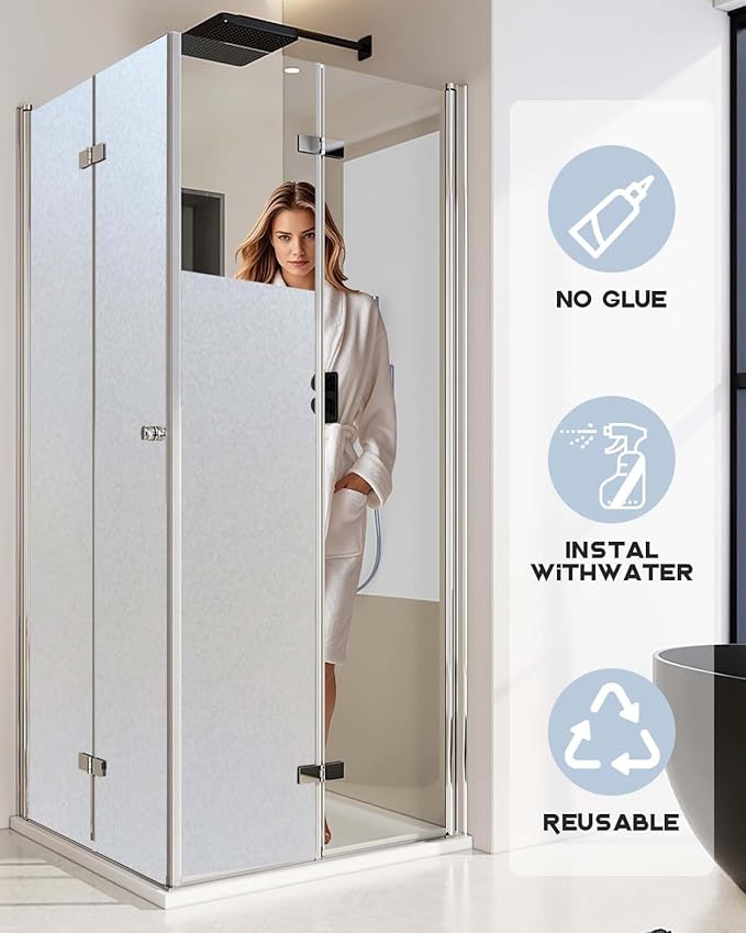 Window Privacy Film, Frosted Glass Window Film,for Glass Windows Cover, Static Cling, Removable, Reusable, Anti-UV, Anti-Glare, Heat Blocking (Pure, 17.5X78.7 Inch)