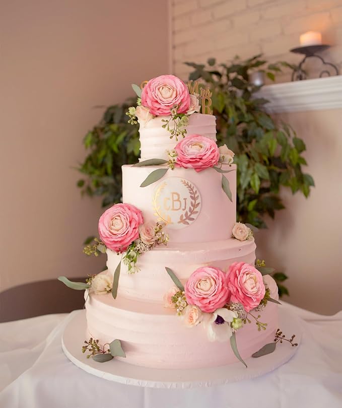 IPOPU 4PCS Real Touch Hot Pink Ranunculus Artificial Flowers Faux Ranunculus Flowers for Vase Real Look Silk Peonies Fake Peony Flowers for Home Indoor Wedding Centerpieces for Table Decor (Rose Red)