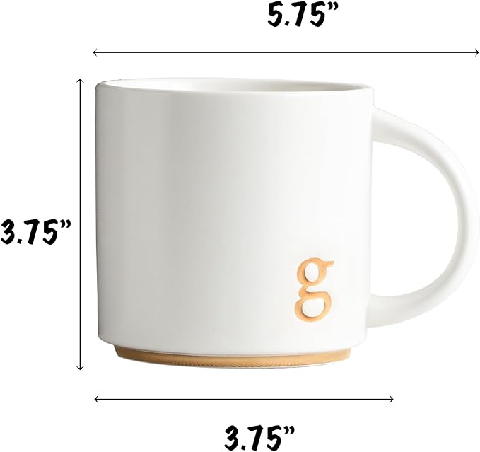 COLLECTIVE HOME - Monogram Ceramic Mugs, 15 oz Golden Initial Coffee Cups, Elegant Alphabet Tea Mugs, Elegant Personalized Mug with Gift Box, Luxurious Cups for Office and Home (g)